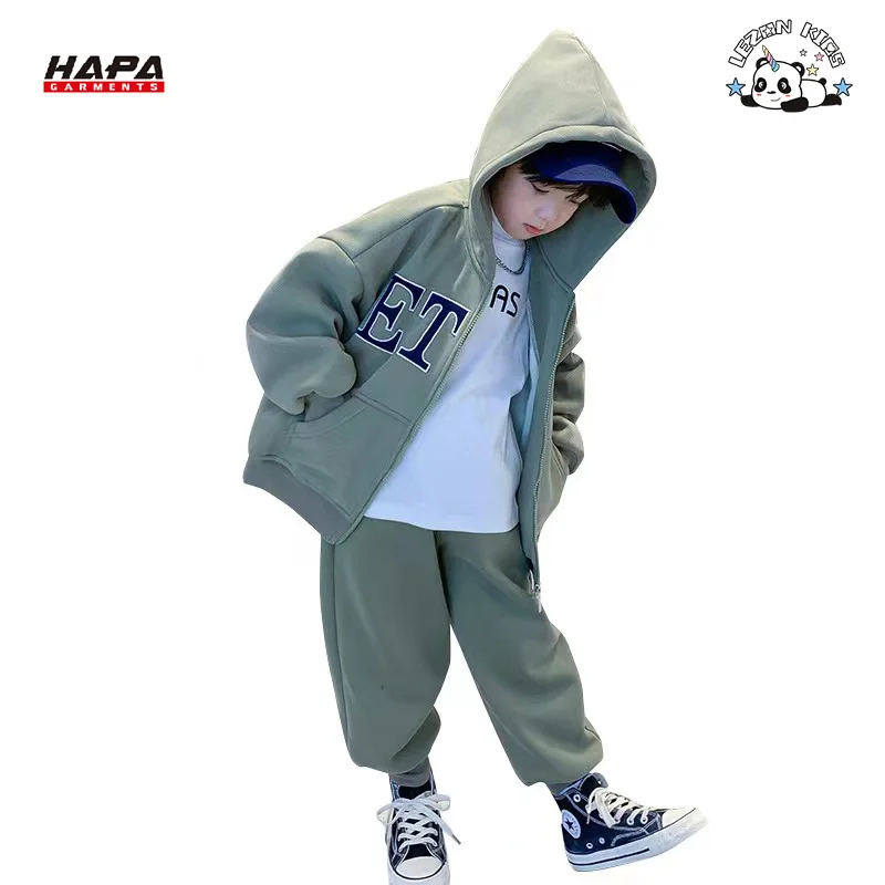 2023 Most Popular Pure Cotton Clothing Printing Craft Casual Boy Hoodie Set for 2-14T Customized - Product Image