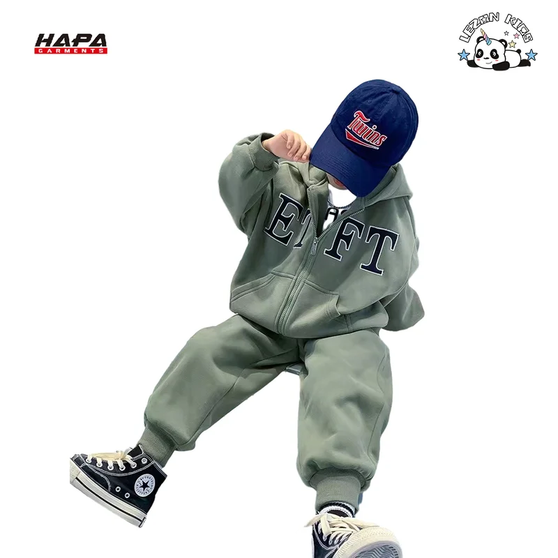 2023 Most Popular Pure Cotton Clothing Printing Craft Casual Boy Hoodie Set for 2-14T Customized - Product Image