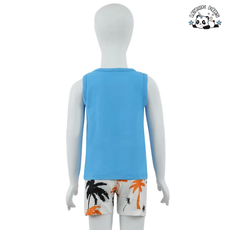 2024 Hot Sale Seaside Printed T-Shirt&Shorts 2Pcs Little Boy Outfits Summer Clothes Suit Boys Shorts Set - Product Image