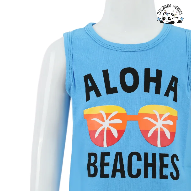 2024 Hot Sale Seaside Printed T-Shirt&Shorts 2Pcs Little Boy Outfits Summer Clothes Suit Boys Shorts Set - Product Image