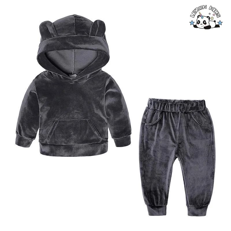 Children's Clothe Set Spring Autumn Boy's Hoodie Two-Piece Golden Velvet Girls' Sportswear - Product Image