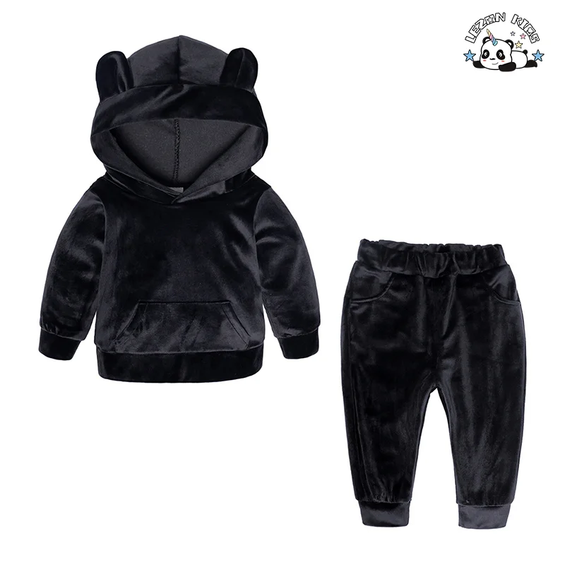 Children's Clothe Set Spring Autumn Boy's Hoodie Two-Piece Golden Velvet Girls' Sportswear - Product Image
