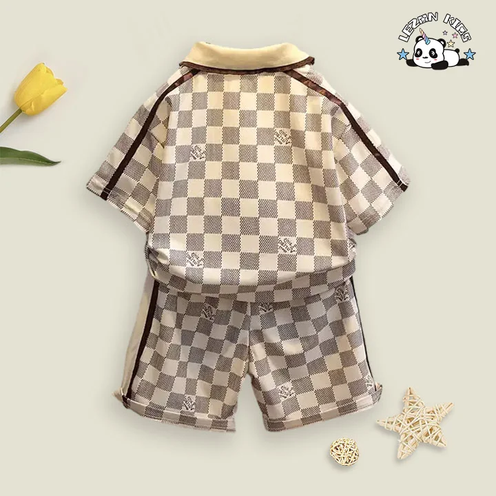 Custom Children Summer Clothing Polo Shirt Short Boy Set - Product Image