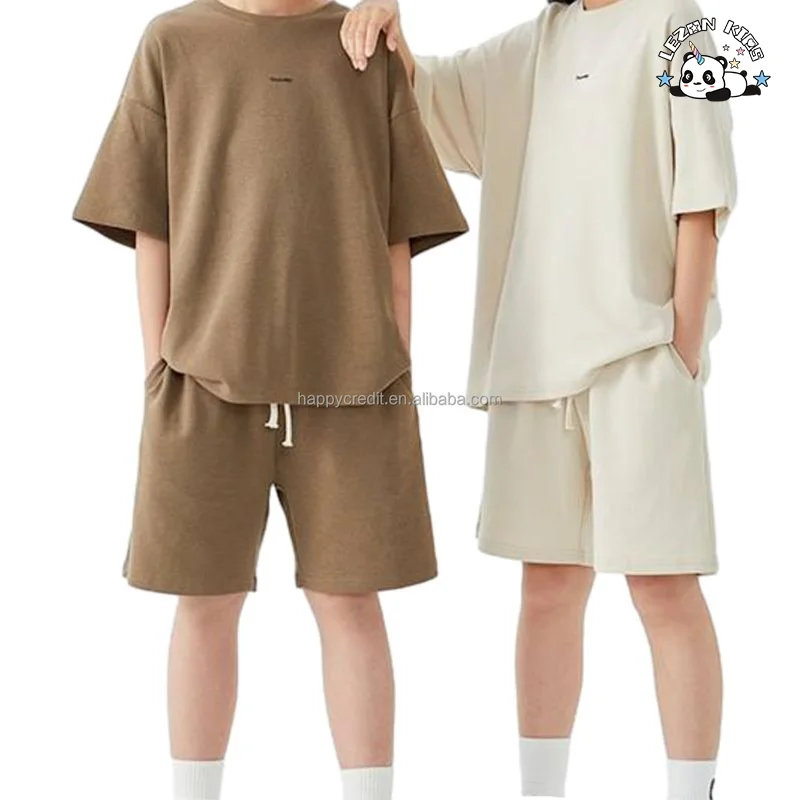 Custom Logos Summer Kids Sport Tracksuit and Shorts Two Pieces Boys Outfits Clothing Sets