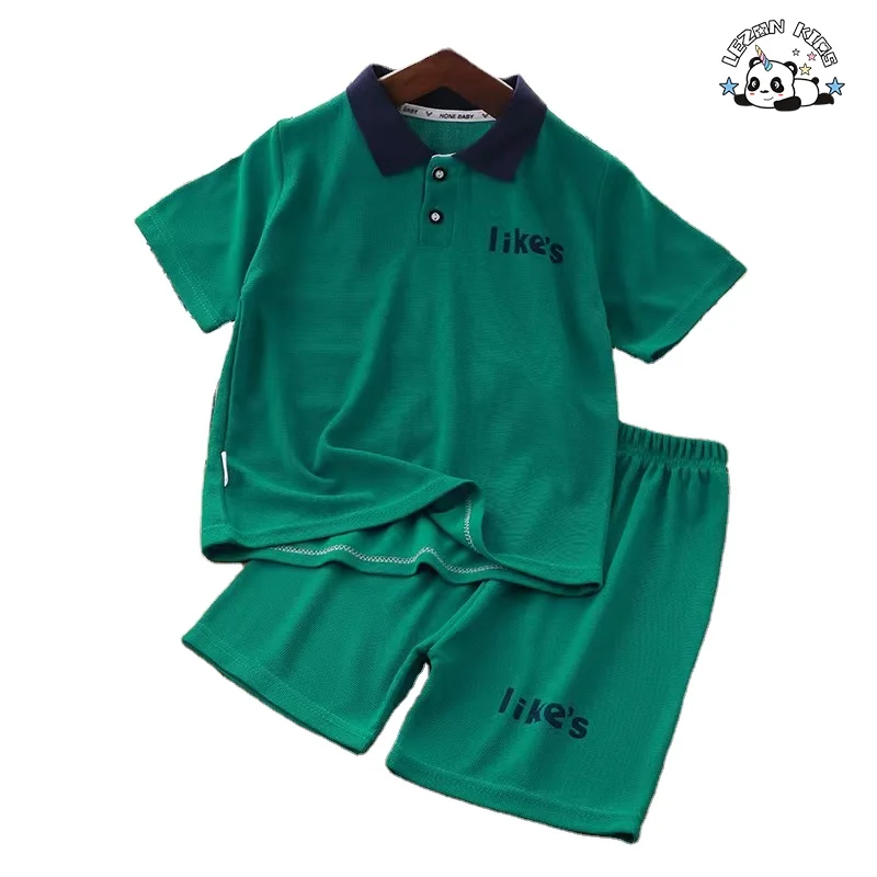 Customizable 100% Cotton Casual Outfits Little Boys Summer Clothing Sets Short Sleeves Printed Logo Baby Boy Sets