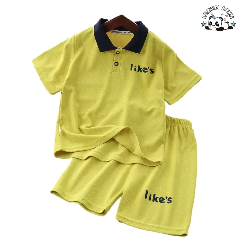 Customizable 100% Cotton Casual Outfits Little Boys Summer Clothing Sets Short Sleeves Printed Logo Baby Boy Sets - Product Image