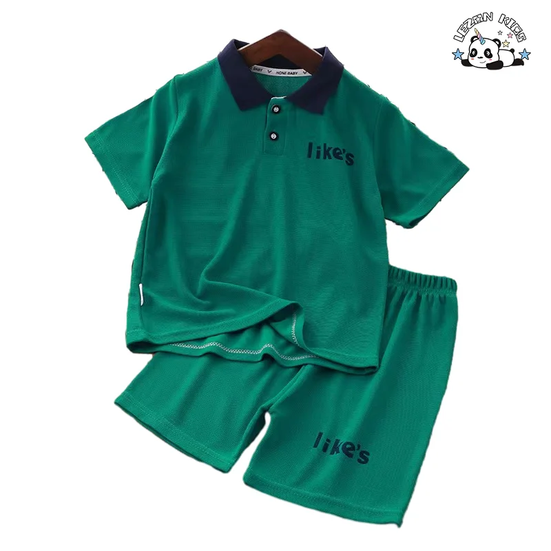 Customizable 100% Cotton Casual Outfits Little Boys Summer Clothing Sets Short Sleeves Printed Logo Baby Boy Sets - Product Image