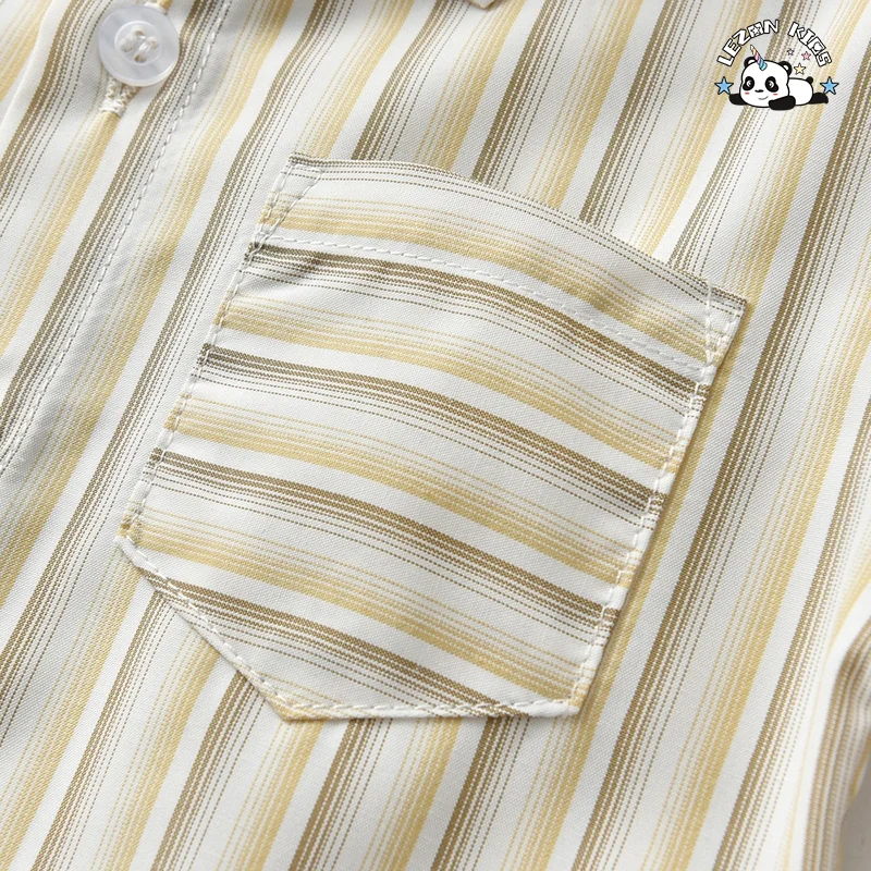 Customizable Children's Plaid Vest Dress Bow Knot Spring short Sleeve Cotton Shirt Boys clothing sets 2-14 years - Product Image