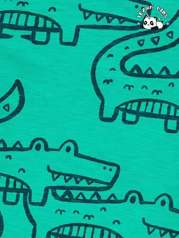 Customizable Children's T Shirt Set in Summer Cartoon Crocodile Shirt Boys Clothing Sets 2-14 Years Old - Product Image
