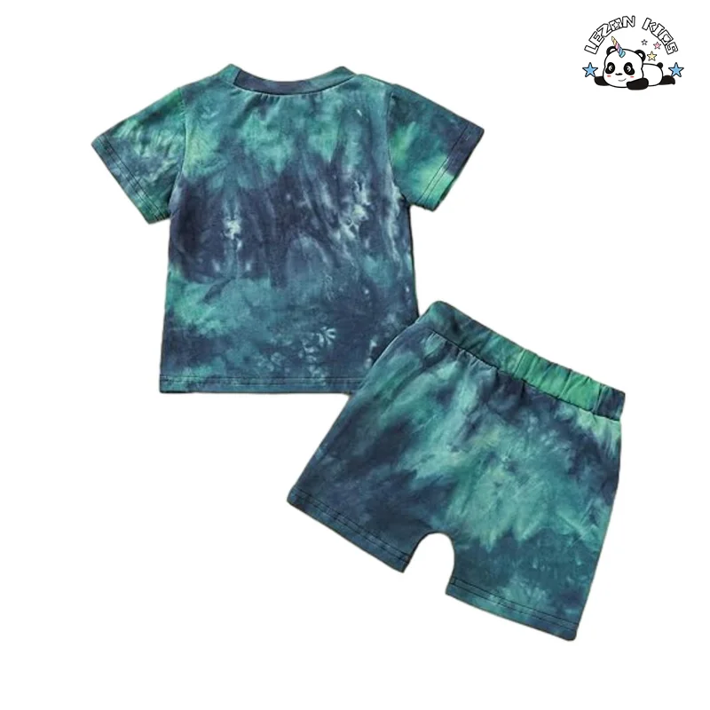 Customizable Cool Boy Tie Dye Summer Wear Set Cotton Boys Matching Clothing Set - Product Image
