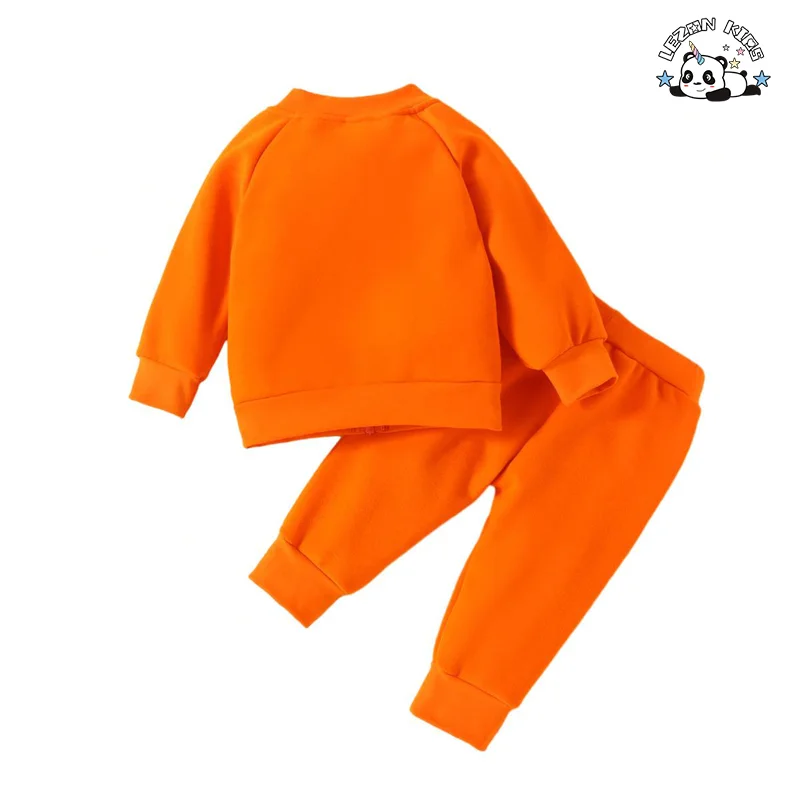 Customizable Cute Embroidery Zipper up Sweatshirt and Pants 2 Pcs Boys and Girls Clothing Sets for Autumn - Product Image