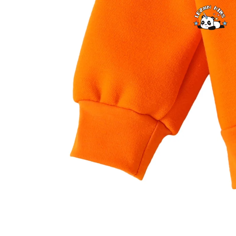 Customizable Cute Embroidery Zipper up Sweatshirt and Pants 2 Pcs Boys and Girls Clothing Sets for Autumn - Product Image