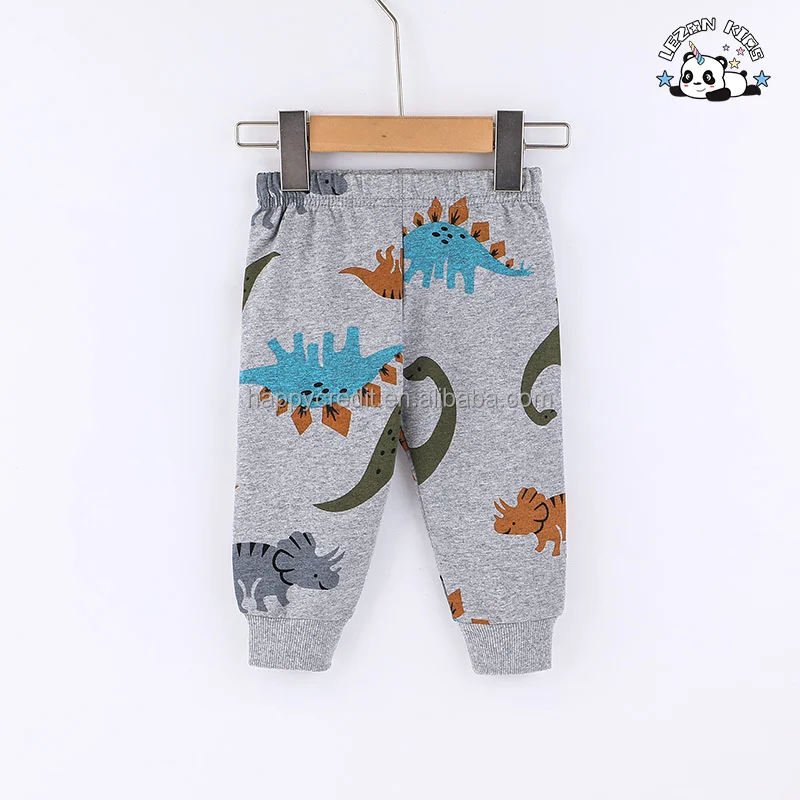 Customizable Dinosaur Cartoon Printed Long Sleeve Pullover Hoodies Two Pieces Baby Boy Clothing Set in Autumn - Product Image