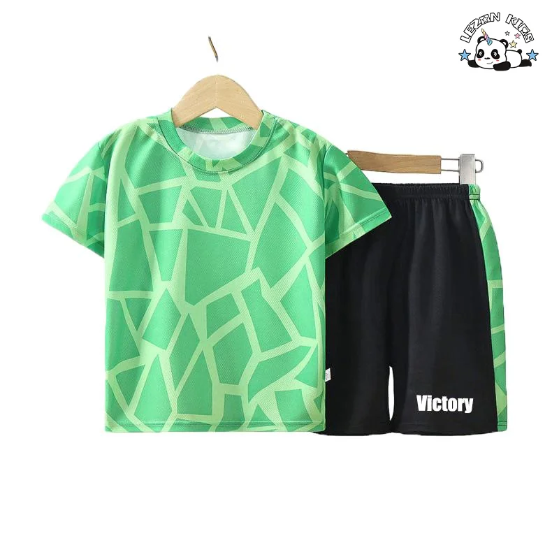Customizable European American Stylish Boys Summer Cotton T Shirt Toddler Kids Boys Clothing Sets
