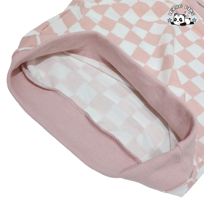 Customizable Fashion Winter Custom Long Sleeve 2pcs Set Checkerboard Boys Clothing Sets for Casual Wear - Product Image