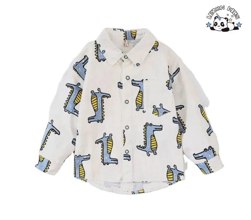 Customizable High Quality Children's Cotton Shirt Pants Two-piece Set Cartoon Crocodile Boys Summer Clothing Set - Product Image