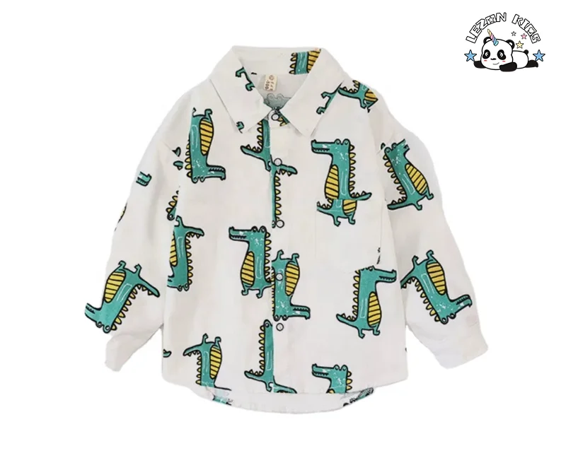 Customizable High Quality Children's Cotton Shirt Pants Two-piece Set Cartoon Crocodile Boys Summer Clothing Set - Product Image