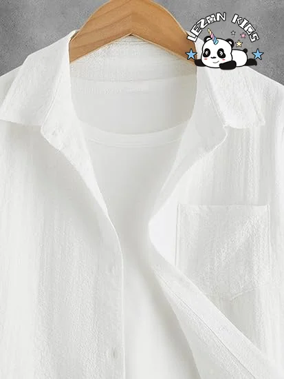 Customizable Hot Sale 2 Piece Outfit Button Down Shirt and Elastic Waist Boys Short Sets - Product Image