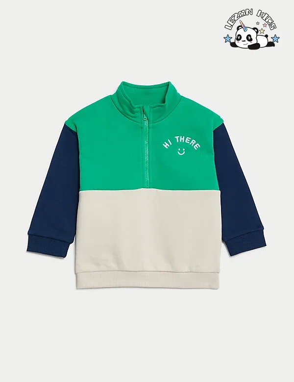 Customizable New Fashion Boys Outfits Color Block Long Sleeves Zipper Sweatshirt Boys' Clothing Set - Product Image