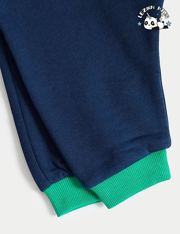 Customizable New Fashion Boys Outfits Color Block Long Sleeves Zipper Sweatshirt Boys' Clothing Set - Product Image