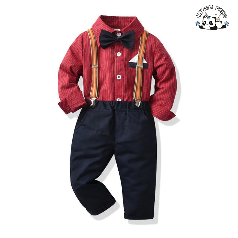 Customizable Spring Autumn Boys Suit Long Sleeve Shirt Kids Casual Boys Clothing Sets for 2 to 14T