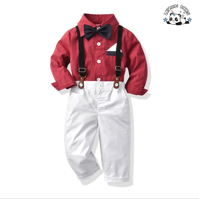 Customizable Spring Autumn Boys Suit Long Sleeve Shirt Kids Casual Boys Clothing Sets for 2 to 14T - Product Image