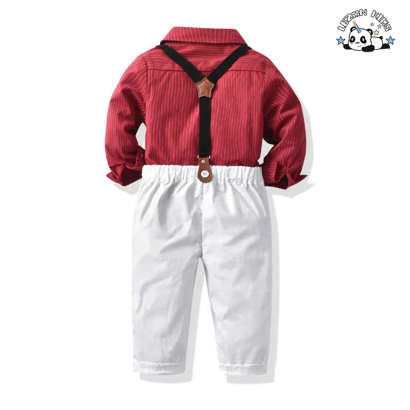 Customizable Spring Autumn Boys Suit Long Sleeve Shirt Kids Casual Boys Clothing Sets for 2 to 14T - Product Image