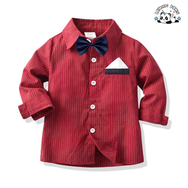 Customizable Spring Autumn Boys Suit Long Sleeve Shirt Kids Casual Boys Clothing Sets for 2 to 14T - Product Image