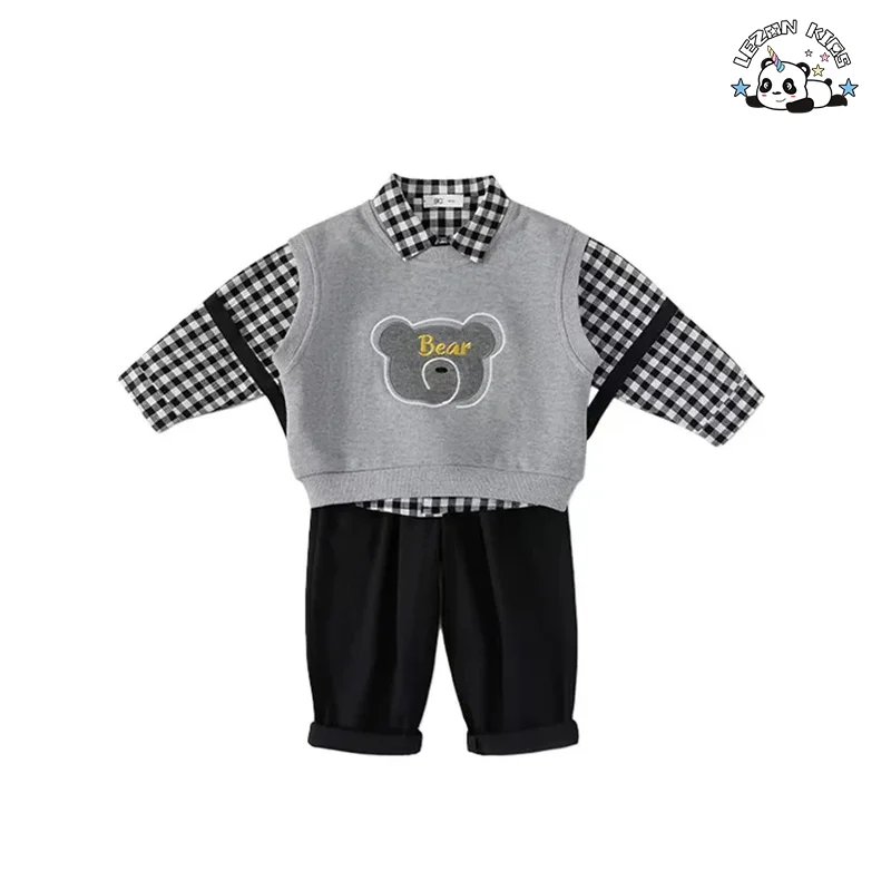 Customizable Spring European and American Gentle Style 100% Cotton Kids Clothing Boys Sets