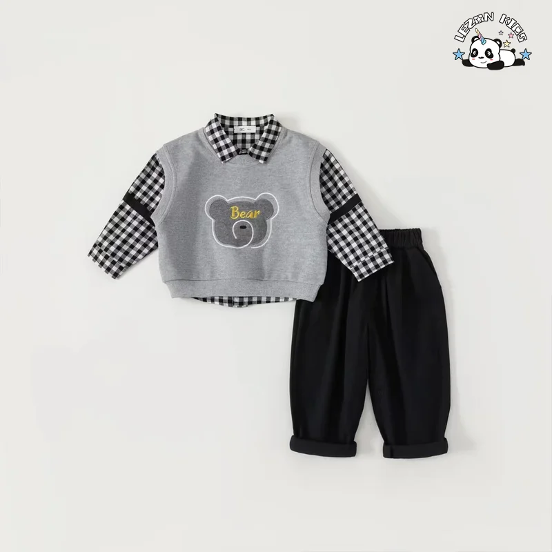 Customizable Spring European and American Gentle Style 100% Cotton Kids Clothing Boys Sets - Product Image