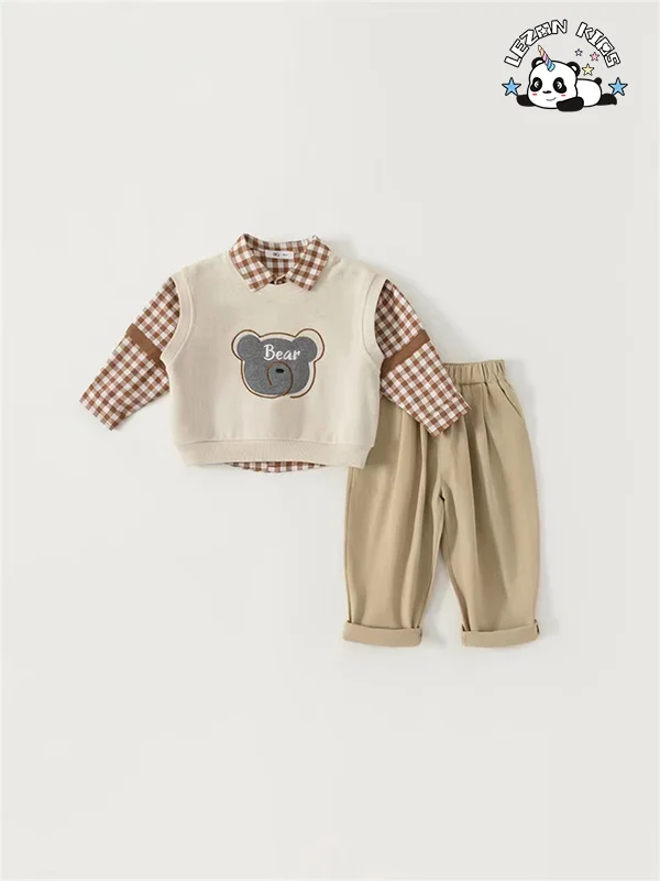 Customizable Spring European and American Gentle Style 100% Cotton Kids Clothing Boys Sets - Product Image