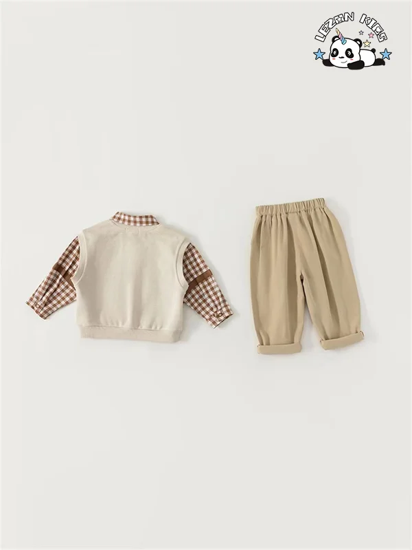 Customizable Spring European and American Gentle Style 100% Cotton Kids Clothing Boys Sets - Product Image