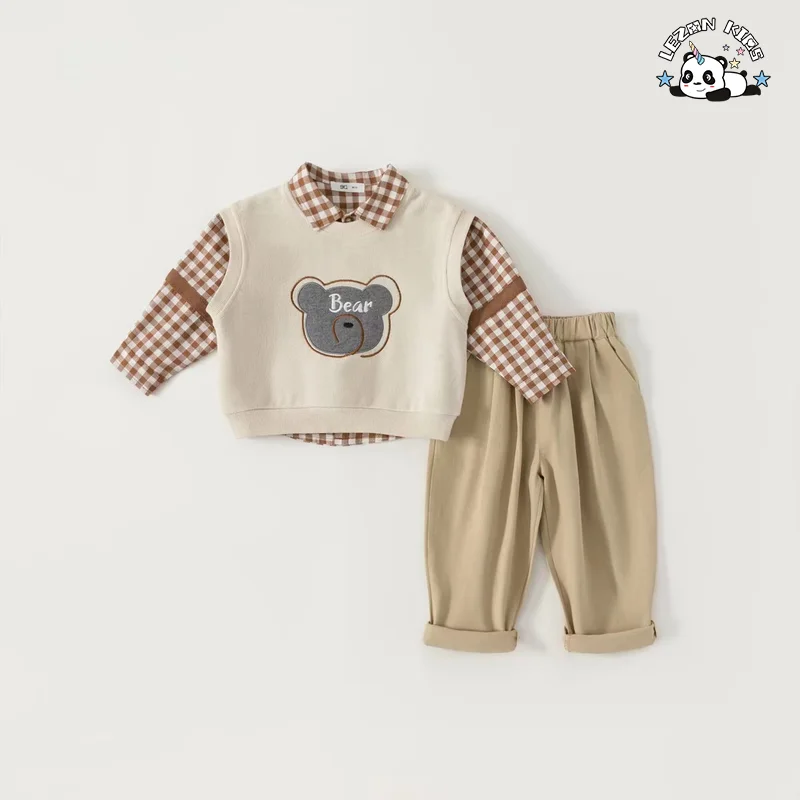 Customizable Spring European and American Gentle Style 100% Cotton Kids Clothing Boys Sets - Product Image