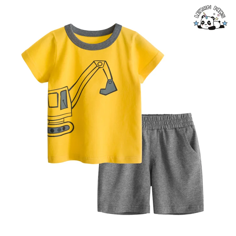 Customizable Summer Baby Boys Suit T-shirt&Short Two-piece Set Cotton Breathable Boy's Clothing
