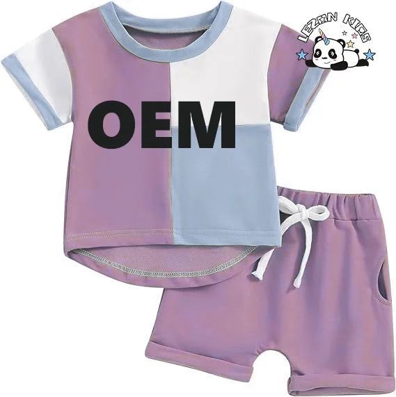 Customizable Summer Boy Clothes Toddler Boy Outfits Short Sleeve Top T Shirt Clothing Set
