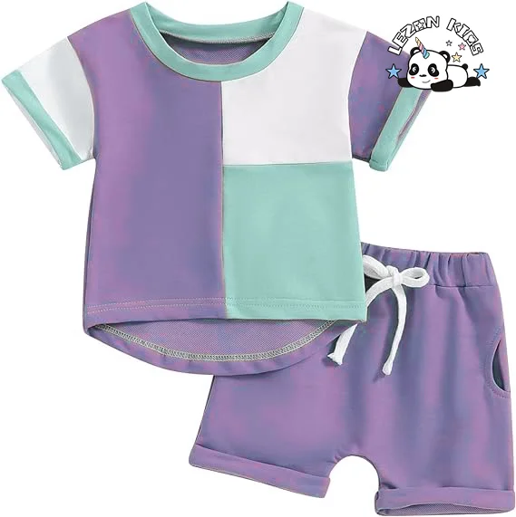 Customizable Summer Boy Clothes Toddler Boy Outfits Short Sleeve Top T Shirt Clothing Set - Product Image