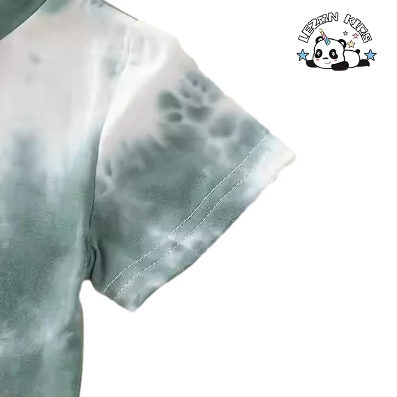 Customizable Tie-Dye Outfits Short Sleeve T-Shirt Tops+Short Pants 2Pcs Summer Cotton Boys Clothes Set - Product Image