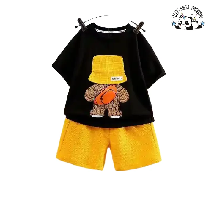 Customizable Wholesale New Innovations Cotton Summer Shorts Outfits Satchel Printed Pattern Little Boys' Clothing Sets