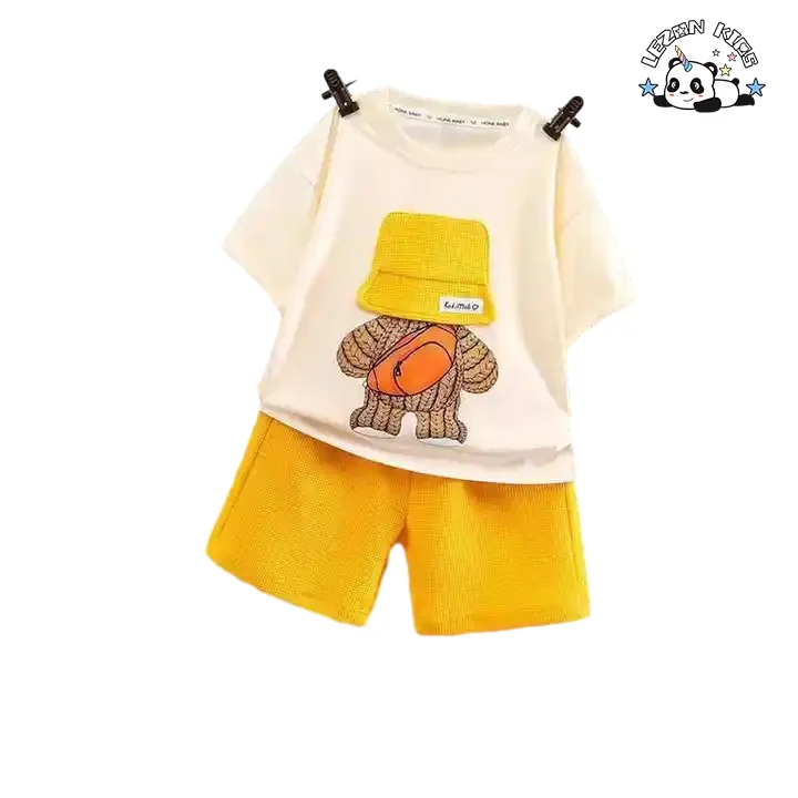 Customizable Wholesale New Innovations Cotton Summer Shorts Outfits Satchel Printed Pattern Little Boys' Clothing Sets - Product Image