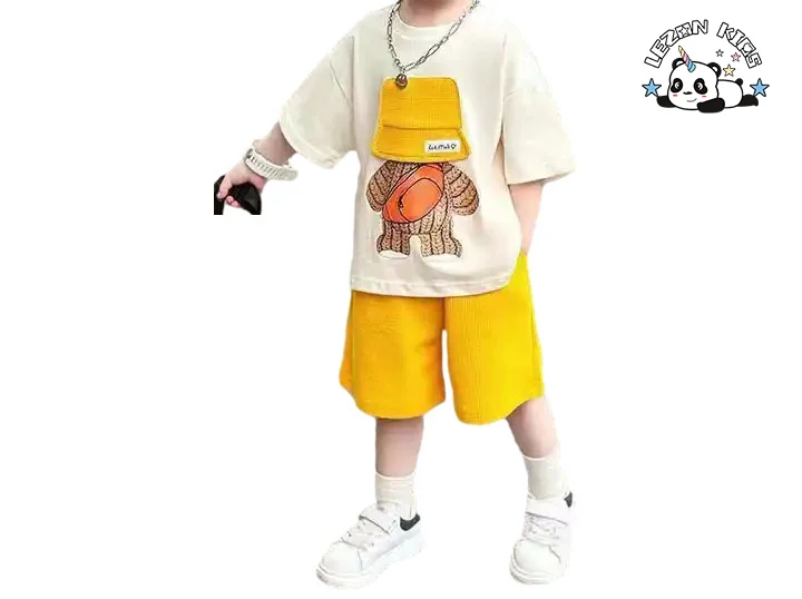 Customizable Wholesale New Innovations Cotton Summer Shorts Outfits Satchel Printed Pattern Little Boys' Clothing Sets - Product Image
