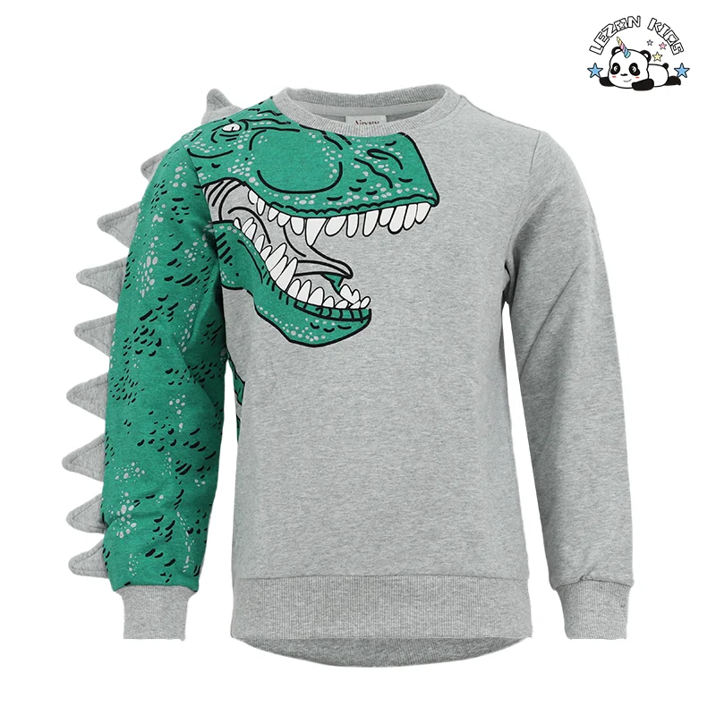 Customize Good Quality Boys Shirt and Pants 100% Cotton Puff Printing Dinosaur Boy Clothing Set
