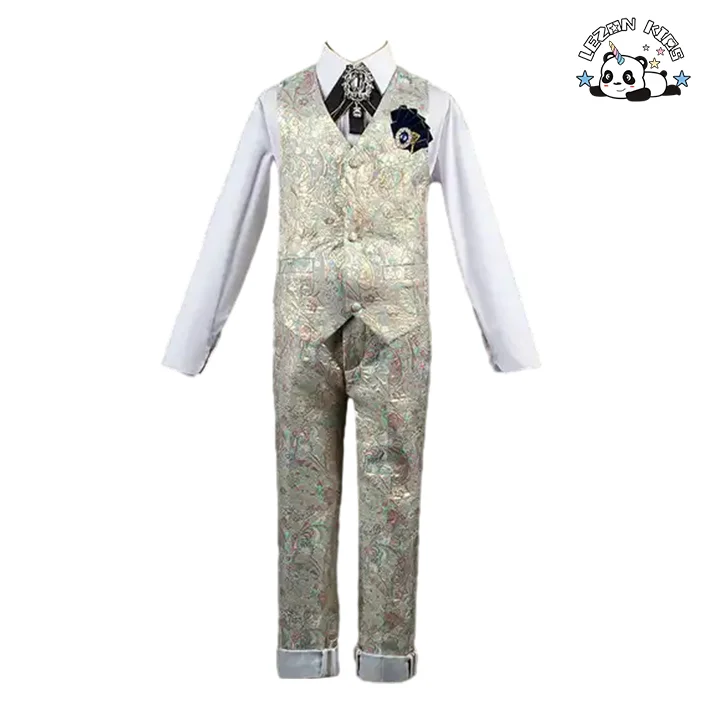 Conjunto Formal de Desempenho de Piano de Festa Jacquard Personalizado para Meninos, Terno para Meninos no Estilo Inglaterra