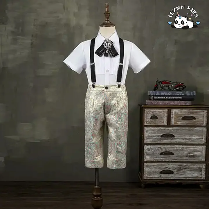 Conjunto Formal de Desempenho de Piano de Festa Jacquard Personalizado para Meninos, Terno para Meninos no Estilo Inglaterra - Product Image