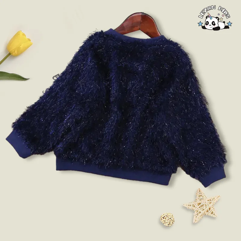 Customized Fashion Custom Children Clothing Kids Velvet Track Suit Sapphire Girls Sets - Product Image