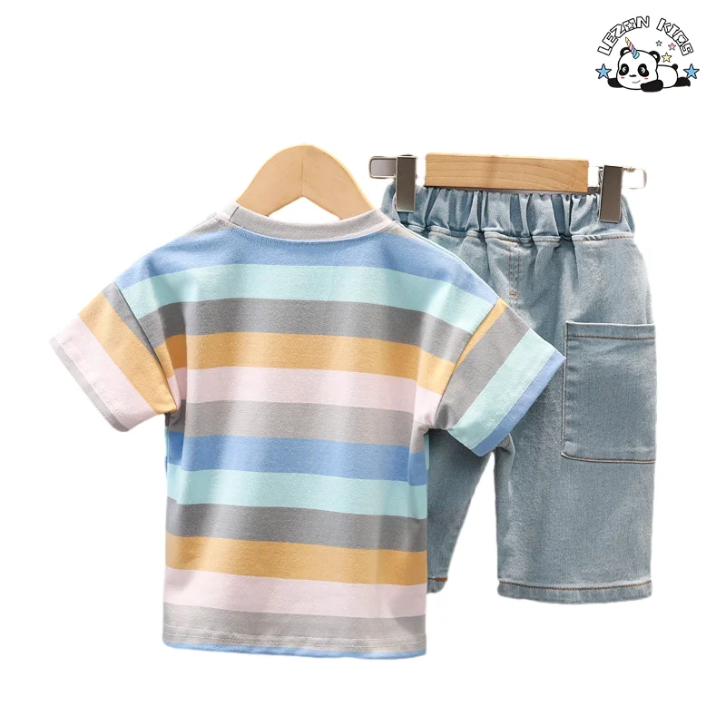 Direct Sales Short Sleeved T-shirt Boy's Crew Neck Shirt Children's Clothing Two-piece Boy Suit - Product Image