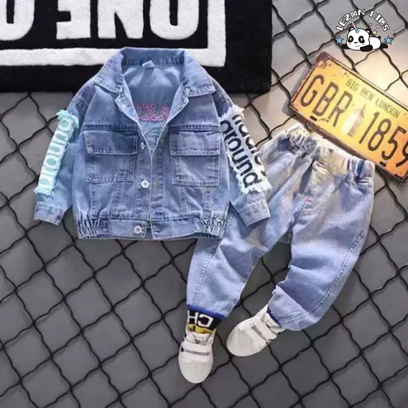 HAPA Customized Winter Suit Breathable Handsome Kids Embroidery Two-Pieces Denim Set - Product Image