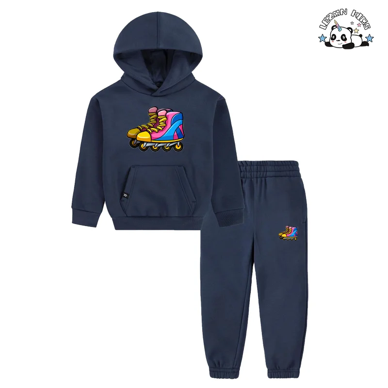 High Quality Custom Cartoon Printed Little Kids Boys Girls Hoodie and Jogger Set for Autumn