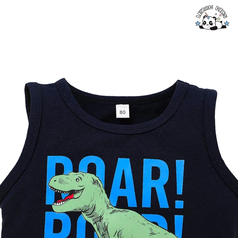High Quality Custom Cartoon Printed Sport Suit Summer Two Pieces Kids Boys Clothing Set - Product Image