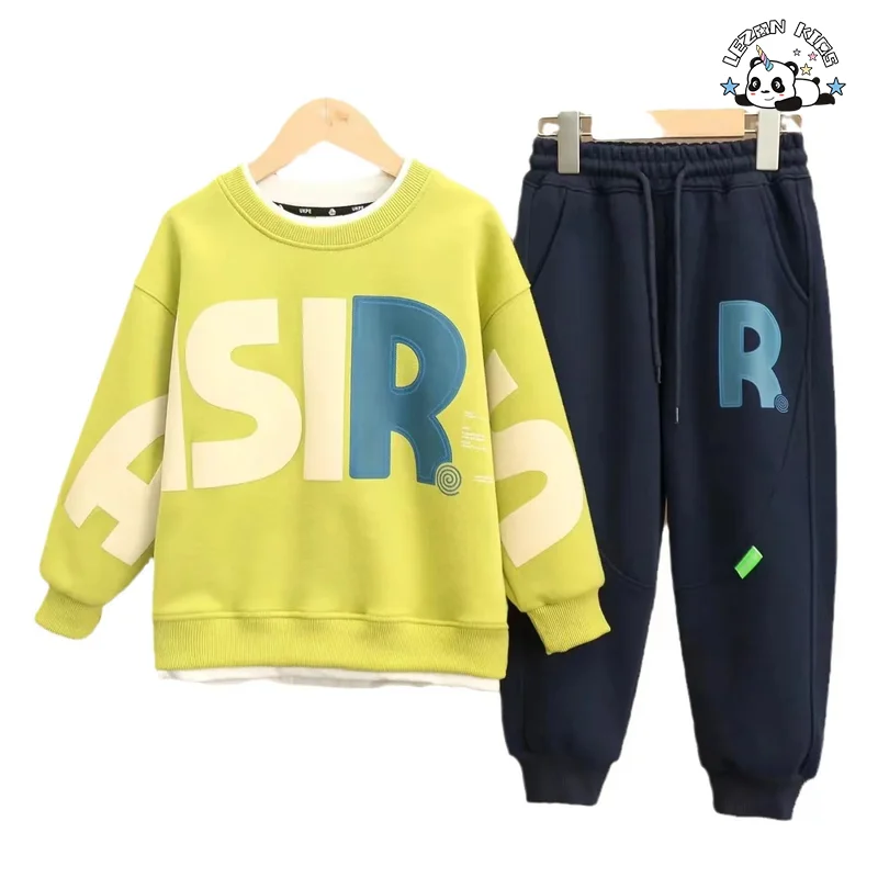 High Quality Long Sleeve Pullover and Pants Letter Printing Sportswear Boys Clothing Sets
