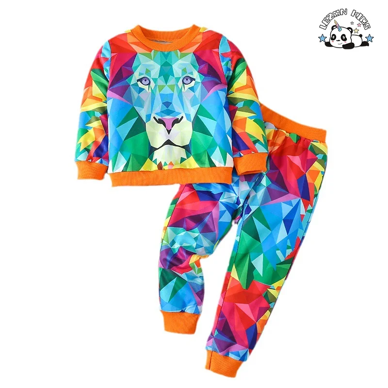 High Quality Two-piece Sports Style Printing Fashionable Children Clothing Boys Sweatshirt Set